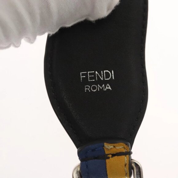 FENDI Strap You Shoulder Strap Leather Black Yellow Auth - Picture 7 of 7